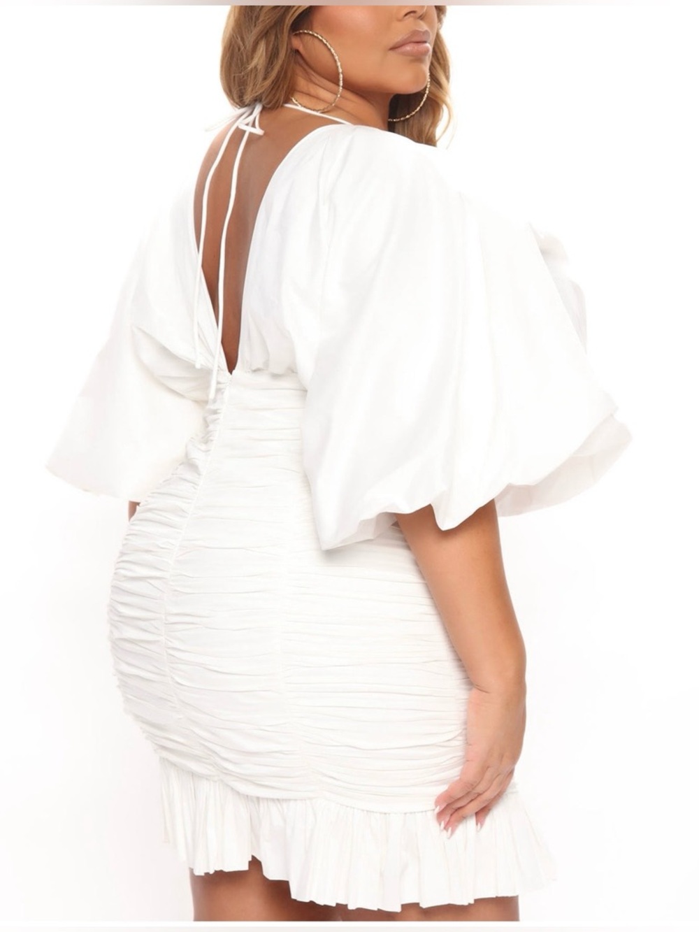 FN White Ruched Mini Dress - Picture 3 of 5